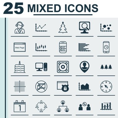 25 evrensel düzenlenebilir simgeler kümesi. Web, mobil ve App tasarım için kullanılabilir. Web sitesi, çalışan yer, kutlama pastası ve daha fazla gibi simgeleri içerir.