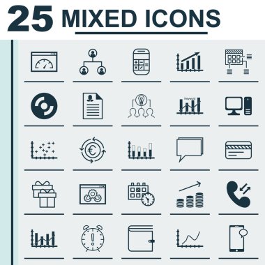 25 evrensel düzenlenebilir simgeler kümesi. Web, mobil ve App tasarım için kullanılabilir. Özet Diyagram, hesaplama, yükseltme diyagramı ve daha fazlası gibi simgeleri içerir.