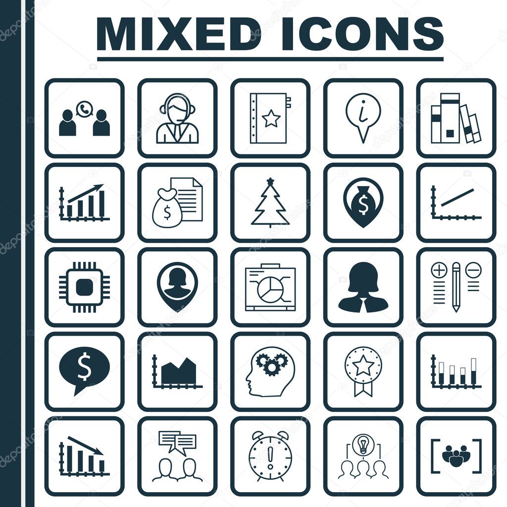 Set Of 25 Universal Editable Icons. Can Be Used For Web, Mobile And App Design. Includes Icons Such As Money Navigation, Discussion, Operator And More.