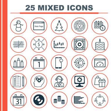 25 evrensel düzenlenebilir simgeler kümesi. Web, mobil ve App tasarım için kullanılabilir. Para, çubuk grafik, para birimi geri dönüşüm ve daha fazlası gibi simgeleri içerir.