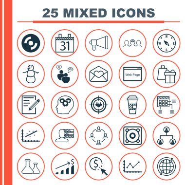 25 evrensel düzenlenebilir simgeler kümesi. Web, mobil ve App tasarım için kullanılabilir. Alışveriş gibi zamanlama, boş Cd ve daha fazlasını içeren.