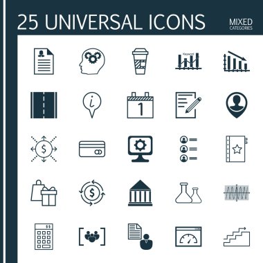 25 evrensel düzenlenebilir simgeler kümesi. Web, mobil ve App tasarım için kullanılabilir. Alışveriş gibi anahtar kelime optimizasyonu, kimyasal ve daha fazlasını içeren.