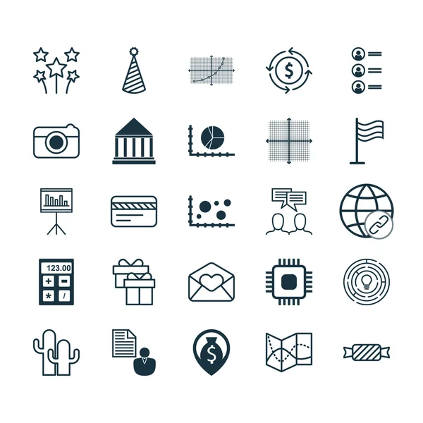 Set van 25 universele bewerkbare iconen. Kan worden gebruikt voor Web, mobiel en App Design. Bevat pictogrammen zoals Pin, heden, wegenkaart en meer. — Stockvector