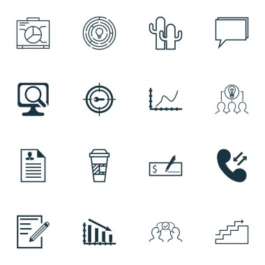 16 evrensel düzenlenebilir simgeler kümesi. Web, mobil ve App tasarım için kullanılabilir. Banka ödemesi, büyüme, yönetim kurulu ve daha fazlası gibi simgeleri içerir.