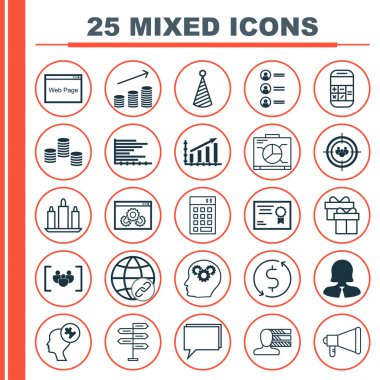 25 evrensel düzenlenebilir simgeler kümesi. Web, mobil ve App tasarım için kullanılabilir. Sertifika, iş başvurusunda, konferans ve daha fazlası gibi simgeleri içerir.