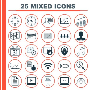 25 evrensel düzenlenebilir simgeler kümesi. Web, mobil ve App tasarım için kullanılabilir. Banka kartı, Yöneticisi, tanıtımı ve daha fazlası gibi simgeleri içerir.