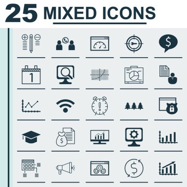 25 evrensel düzenlenebilir simgeler kümesi. Web, mobil ve App tasarım için kullanılabilir. Dynamics, güvenlik, rapor ve daha fazlası gibi simgeleri içerir.