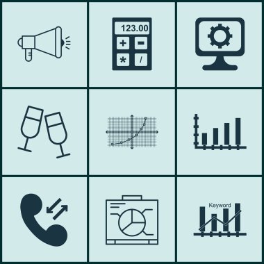 9 evrensel düzenlenebilir simgeler kümesi. Web, mobil ve App tasarım için kullanılabilir. Şampanya bardağı, mali gibi simgeleri, anahtar kelime optimizasyonu ve daha fazlasını içerir.