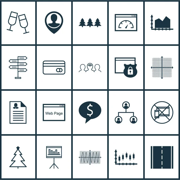Conjunto de 20 iconos editables universales. Puede ser utilizado para el diseño web, móvil y de aplicaciones. Incluye iconos tales como cámara fotográfica, aplicación femenina, diagrama de Cosinus y más . — Archivo Imágenes Vectoriales