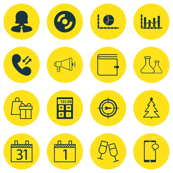 16 evrensel düzenlenebilir simgeler kümesi. Web, mobil ve App tasarım için kullanılabilir. Şampanya bardağı, cüzdan, iş kadını ve daha fazlası gibi simgeleri içerir.