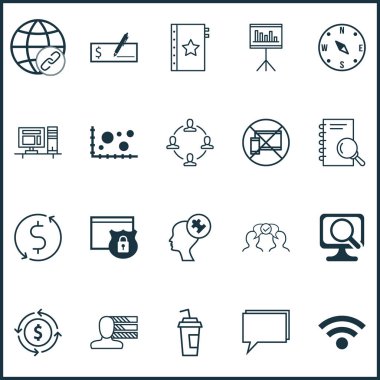 20 evrensel düzenlenebilir simgeler kümesi. Web, mobil ve App tasarım için kullanılabilir. Kişisel becerileri, kablosuz, tanıtımı ve daha fazlası gibi simgeleri içerir.