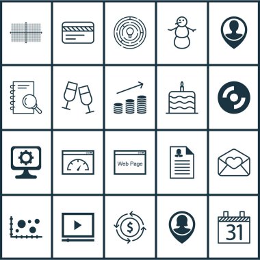 20 evrensel düzenlenebilir simgeler kümesi. Web, mobil ve App tasarım için kullanılabilir. Pc, analiz, Web sitesi ve daha fazlası gibi simgeleri içerir.