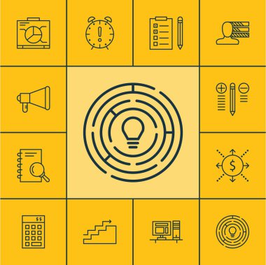 Proje Yönetimi simgeler gemide, Kişisel Beceri ve uyarı mektubu konular kümesi. Düzenlenebilir vektör çizim. Sunu, çalışma alanı, büyüme ve daha fazla vektör simge içerir.