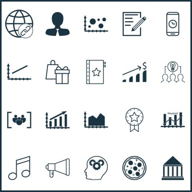 20 evrensel düzenlenebilir simgeler kümesi. Web, mobil ve App tasarım için kullanılabilir. Bağlantı, anket, kar grafik ve daha fazlası gibi simgeleri içerir.