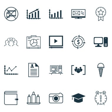 20 evrensel düzenlenebilir simgeler kümesi. Web, mobil ve App tasarım için kullanılabilir. Soru formu, dondurulmuş gıda, yasak cep ve daha fazlası gibi simgeleri içerir.