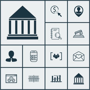 12 evrensel düzenlenebilir simgeler kümesi. Web, mobil ve App tasarım için kullanılabilir. E-posta, çalışanın konumu, analiz ve daha fazla tebrik gibi simgeler içerir.