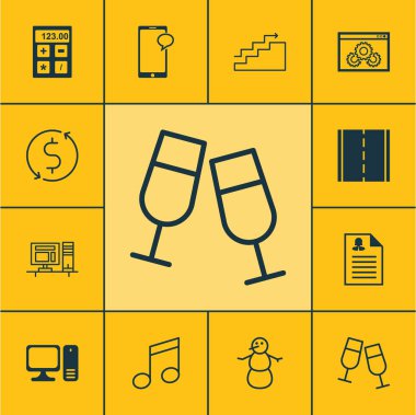 12 evrensel düzenlenebilir simgeler kümesi. Web, mobil ve App tasarım için kullanılabilir. Gibi simgeleri içeren mali, büyüme, Crotchets ve daha fazlası.