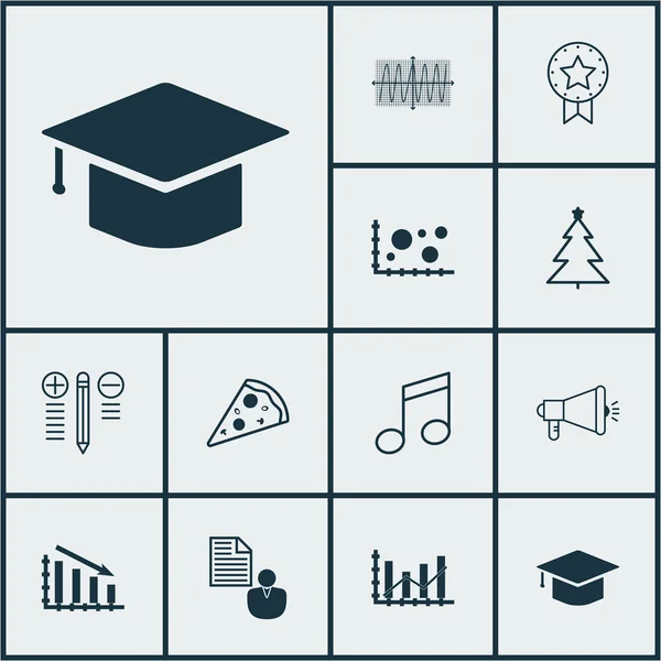 Uppsättning av 12 Universal redigerbara ikoner. Kan användas för webb-, mobil- och App Design. Innehåller ikoner som misslyckas graf, kosinus Diagram, rapport och mer. — Stock vektor
