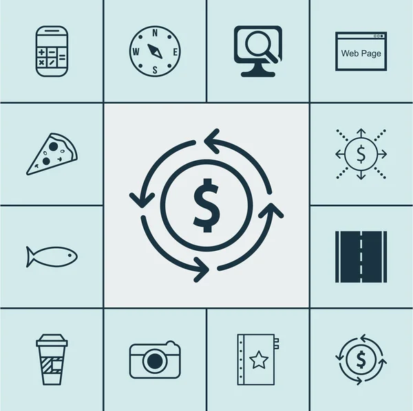 12 evrensel düzenlenebilir simgeler kümesi. Web, mobil ve App tasarım için kullanılabilir. Dilimlenmiş Pizza, Laptop, hesaplama ve daha fazlası gibi simgeleri içerir.