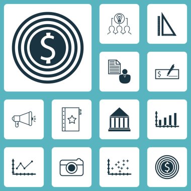 12 evrensel düzenlenebilir simgeler kümesi. Web, mobil ve App tasarım için kullanılabilir. Özet Diyagram, Eğitim Merkezi, garanti ve daha fazlası gibi simgeleri içerir.