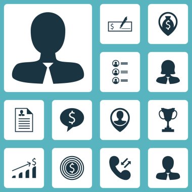 Set Of Human Resources Icons On Cellular Data, Employee Location And Bank Payment Topics. Editable Vector Illustration. Includes Prize, Dollar, Applicants And More Vector Icons. clipart