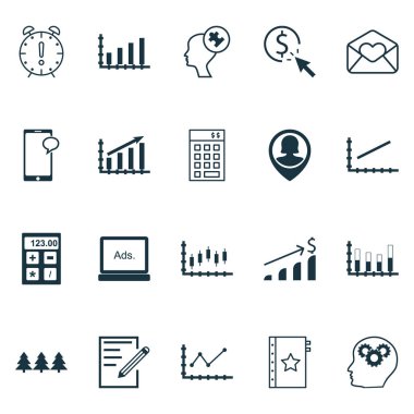 20 evrensel düzenlenebilir simgeler kümesi. Web, mobil ve App tasarım için kullanılabilir. PIN çalışan, kağıt, borsa ve daha fazlası gibi simgeleri içerir.