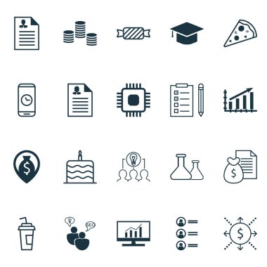 20 evrensel düzenlenebilir simgeler kümesi. Web, mobil ve App tasarım için kullanılabilir. Seo beyin fırtınası, rapor, hatırlatma ve daha fazlası gibi simgeleri içerir.