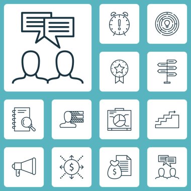 Rapor, yönetim kurulu ve büyüme konularda proje yönetimi simgeler kümesi. Düzenlenebilir vektör çizim. Araştırma, kişisel, rapor ve daha fazla vektör simge içerir.