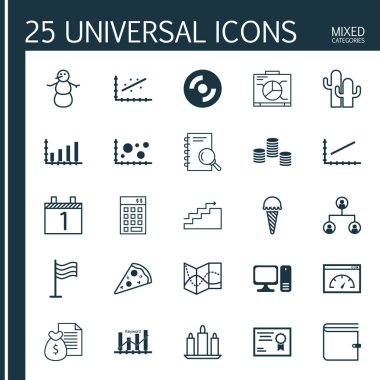 25 evrensel düzenlenebilir simgeler kümesi. Web, mobil ve App tasarım için kullanılabilir. M-cüzdan, rapor, büyüme ve daha fazlası gibi simgeleri içerir.