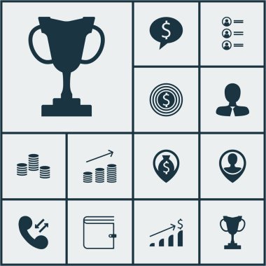 M-cüzdan, iş anlaşması ve para konuları yönetimi simgeler kümesi. Düzenlenebilir vektör çizim. Nakit, fikir, arama ve daha fazla vektör simge içerir.