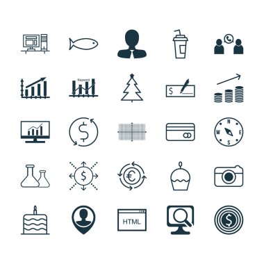 25 evrensel düzenlenebilir simgeler kümesi. Web, mobil ve App tasarım için kullanılabilir. Simgeleri içeren doğum günü pastası gibi bulun, telefon konferansı ve daha fazlası.