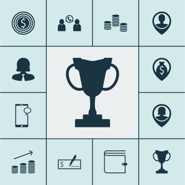 Çalışanın konumu, iş kadını ve m-cüzdan konularda Yönetim simgeler kümesi. Düzenlenebilir vektör çizim. M-cüzdan, telefon, dolar ve daha fazla vektör simge içerir.