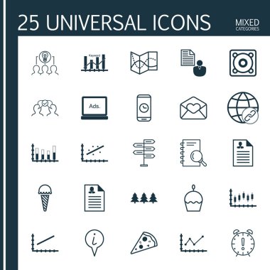 25 evrensel düzenlenebilir simgeler kümesi. Web, mobil ve App tasarım için kullanılabilir. Zaman yönetimi, özgeçmiş ve daha fazla analiz gibi simgeleri içerir.