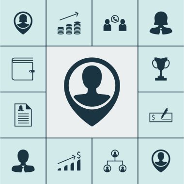 M-cüzdan, bankacilik ve çalışanın konumu konularda İK simgeler kümesi. Düzenlenebilir vektör çizim. Dolar, çanta, PIN ve daha fazla vektör simge içerir.