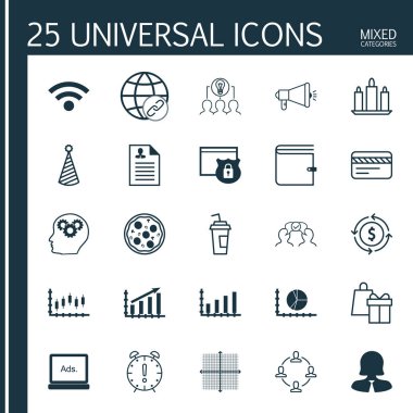 25 evrensel düzenlenebilir simgeler kümesi. Web, mobil ve App tasarım için kullanılabilir. İşbirliği, Dynamics, güvenlik ve daha fazlası gibi simgeleri içerir.