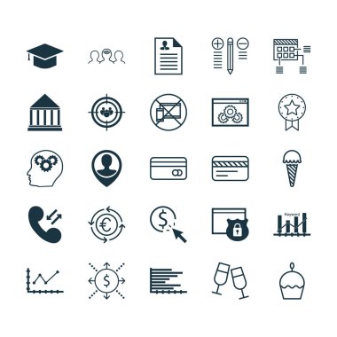 25 evrensel düzenlenebilir simgeler kümesi. Web, mobil ve App tasarım için kullanılabilir. Mezuniyet, değişiklikleri grafik, karar verme ve daha fazlası gibi simgeleri içerir.