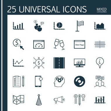 25 evrensel düzenlenebilir simgeler kümesi. Web, mobil ve App tasarım için kullanılabilir. Anahtar kelime optimizasyonu, sıra grafik, para ve daha fazlası gibi simgeleri içerir.