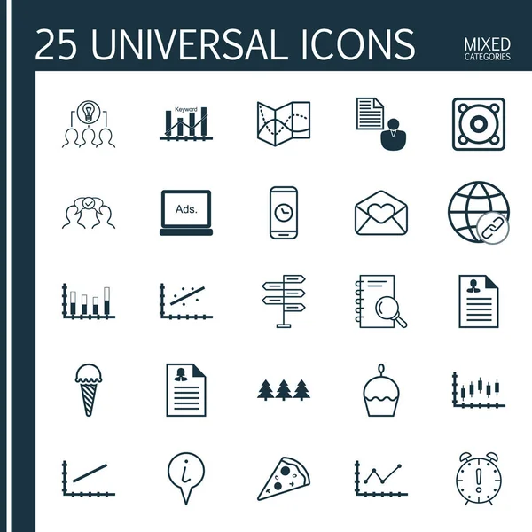 25 evrensel düzenlenebilir simgeler kümesi. Web, mobil ve App tasarım için kullanılabilir. Zaman yönetimi, özgeçmiş ve daha fazla analiz gibi simgeleri içerir.