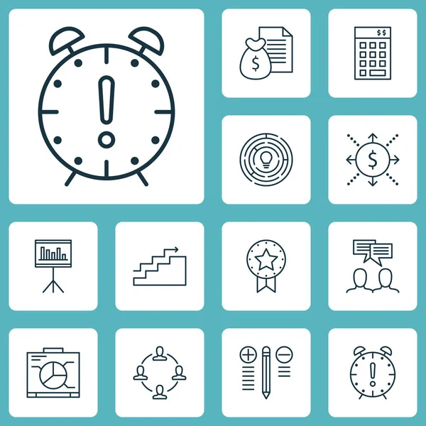 Set Of Project Management Icons On Report, Decision Making And Board Topics. Editable Vector Illustration. Includes Time, Statistics, Date And More Vector Icons. — Stock Vector