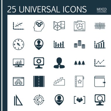 25 evrensel düzenlenebilir simgeler kümesi. Web, mobil ve App tasarım için kullanılabilir. Değişiklikleri grafiği gibi simgeleri içeren bulmak, büyüme ve daha fazlası.