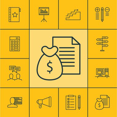 Fırsat, garanti ve bilgisayar konuları proje yönetimi simgeler kümesi. Düzenlenebilir vektör çizim. İstatistikler, sağ, sunum ve daha fazla vektör simge içerir.