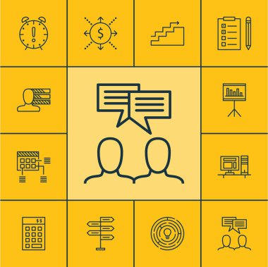 Yatırım, zamanlama ve uyarı mektubu konularda proje yönetimi simgeler kümesi. Düzenlenebilir vektör çizim. İstatistikleri, kişisel, beyin fırtınası ve daha fazla vektör simge içerir.