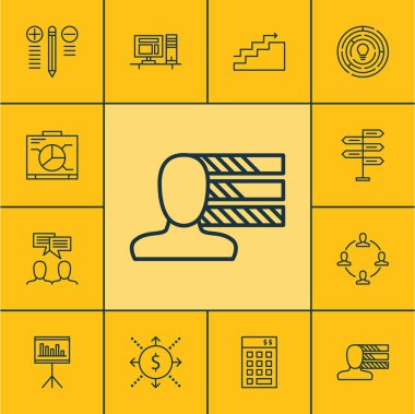 Kişisel becerileri, tartışma ve büyüme konularda proje yönetimi simgeler kümesi. Düzenlenebilir vektör çizim. Kişilik, çatal, kişisel ve daha fazla vektör simge içerir.