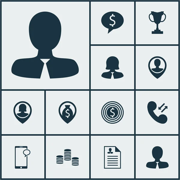 Set van Management iconen op bedrijfsdoel, geld navigatie en Manager onderwerpen. Bewerkbare vectorillustratie. Inclusief Pin, vrouw, munten en meer Vector Icons. — Stockvector