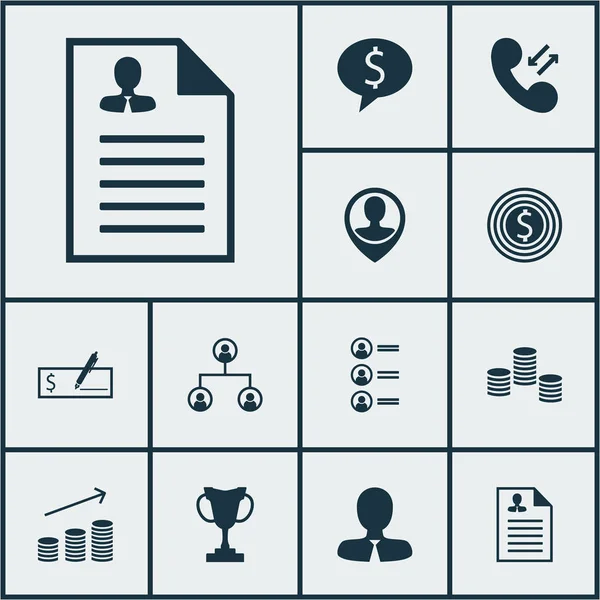 Set van Management iconen op zakelijke Deal, bedrijfsdoel en toernooi onderwerpen. Bewerkbare vectorillustratie. Omvat carrière, werknemer, CV en meer Vector Icons. — Stockvector