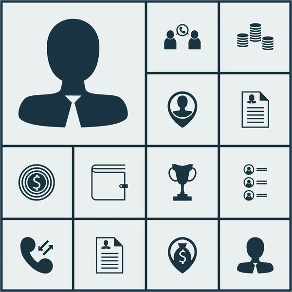 Conjunto de iconos de recursos humanos sobre solicitantes de empleo, conferencias telefónicas y temas de torneos. Ilustración vectorial editable. Incluye premio, aplicación, curriculum vitae y más iconos vectoriales . — Vector de stock