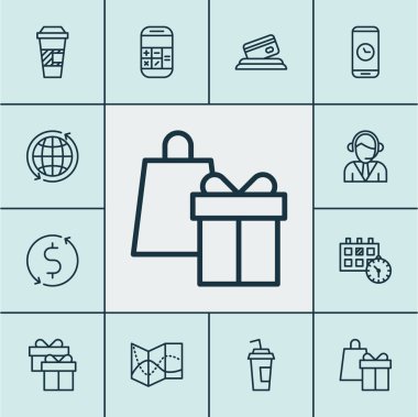 Hesaplama, para Trasnfer ve çağrı süresi konular üzerinde seyahat simgeler kümesi. Düzenlenebilir vektör çizim. Saat, Tarih, dünya ve daha fazla vektör simge içerir.