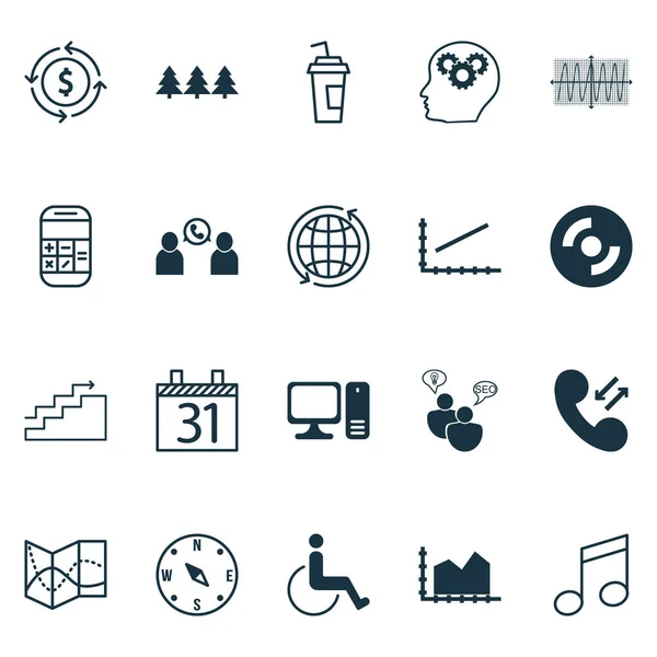 Conjunto de 20 iconos editables universales. Puede ser utilizado para el diseño web, móvil y de aplicaciones. Incluye iconos tales como cálculo, mundo, diagrama de Cosinus y más . — Vector de stock