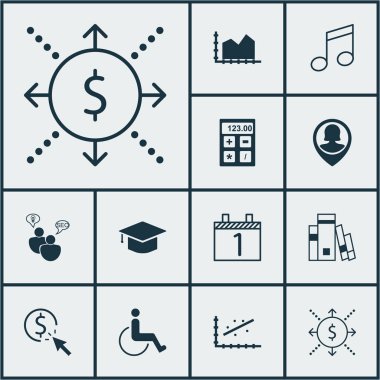 12 evrensel düzenlenebilir simgeler kümesi. Web, mobil ve App tasarım için kullanılabilir. Mezuniyet, Kütüphane, mali gibi simgeleri içerir ve daha fazlası.