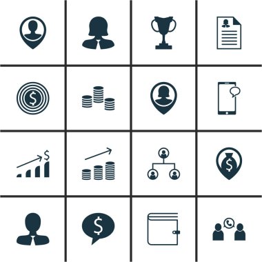 M-cüzdan, Yöneticisi ve kadın uygulama konuları insan kaynakları simgeler kümesi. Düzenlenebilir vektör çizim. Artış, sikke, erkek ve daha fazla vektör simge içerir.